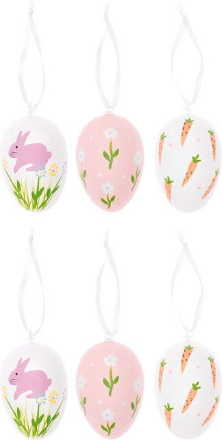 Rico Design Deko-Eier Set für Ostern in Weiß und Rosa mit Karotten, Hasen und Blumen - Bild 1
