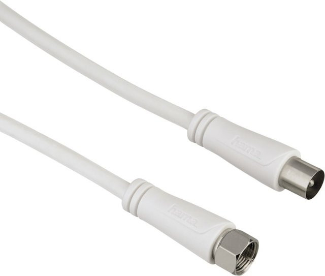Hama SAT-Anschlusskabel mit F-Stecker in Weiß, Länge: 3,0 m, 90 dB - Bild 1