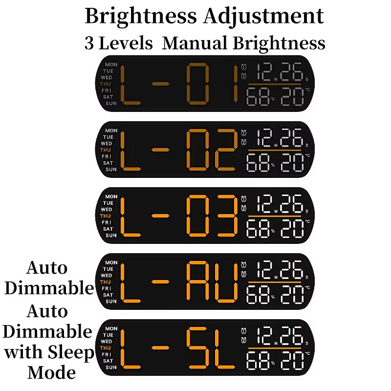NieNie Digitaler LED Wecker mit Temperatur, Luftfeuchtigkeit und Datum, Tischuhr in Schwarz mit 2 Alarmen, Countdown-Timer und Auto-Dimmfunktion - Bild 5