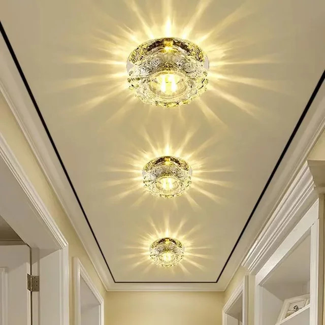 L-MANG LED-Kristall Einbau-Deckenleuchte in Silber und Transparent für Wohnzimmer, Flur oder Balkon - Bild 1