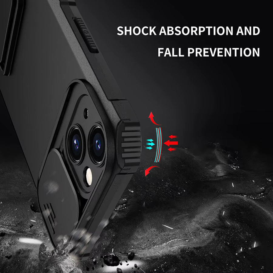 Stoßfeste Handyhülle mit Kameraobjektiv-Schutz und Ständer für Apple iPhone 17 Pro Max, 16, 15, 14, 13, 12, 11 in Schwarz oder Weiß - Bild 4