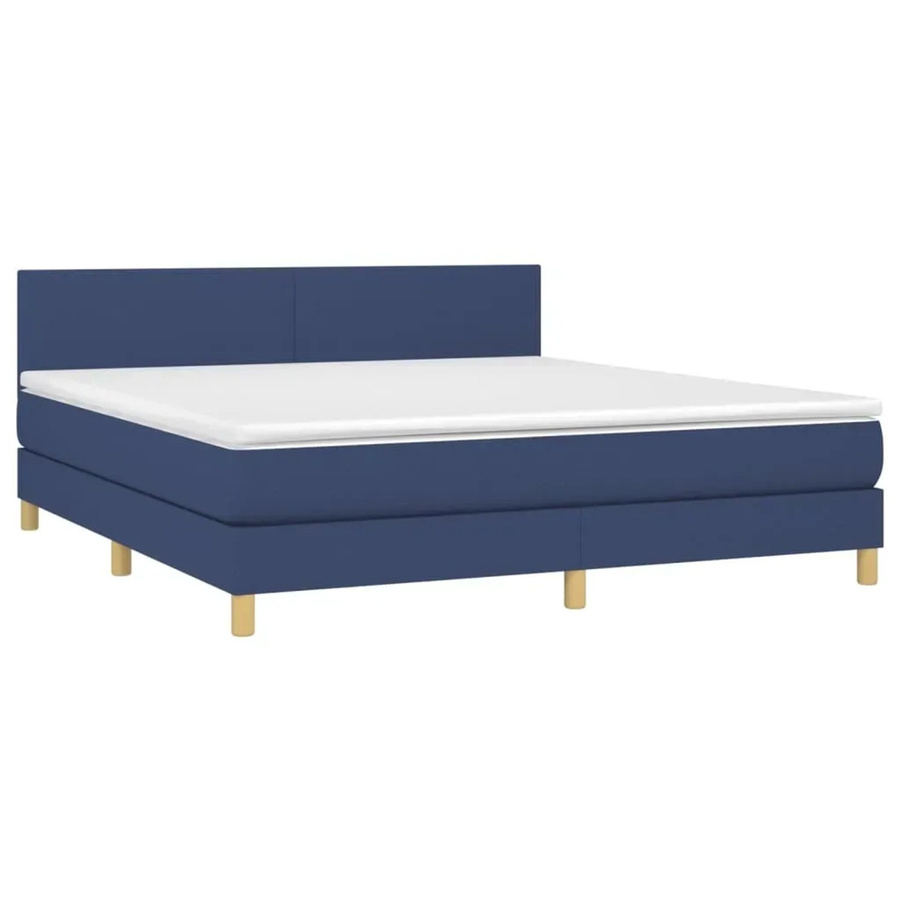 vidaXL Boxspringbett mit Matratze in Blau und Weiß, Hybridbett mit LED-Unterbettbeleuchtung und USB-Ladeport, B/T/H: 160 x 200 cm - Bild 2