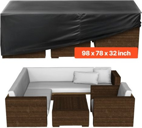 VEVOR Gartenmöbel Abdeckung für Essgruppen aus wetterfestem 420D Polyester, wasserabweisende Schutzhülle für Tische und Stühle mit Belüftungsöffnung, Schwarz, B: 198 cm, T: 249 cm, H: 81 cm - Bild 1