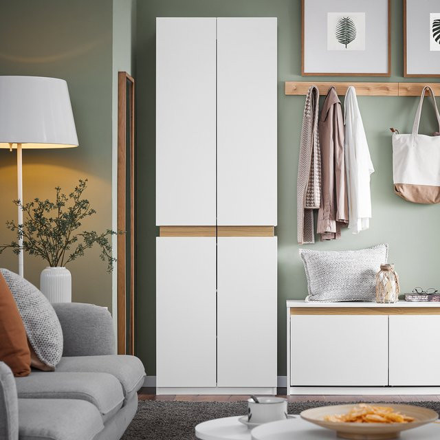 SoBuy KSB01-W Kleiderschrank mit 2 Türen und 5 Fächern, multifunktionaler Schrank für Schlafzimmer, Flur oder Abstellraum, Weiß, B/T/H: 61 x 30 x 192 cm - Bild 1