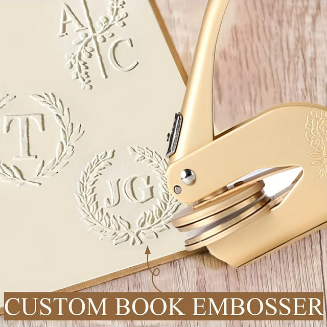 Personalisierter Monogramm-Embosser mit 16 Designs für individuelle Initialen, Hochzeitsstempel und Servietten-Prägestempel aus Metall - Bild 1