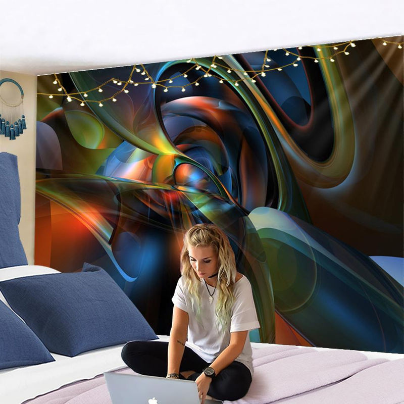 Super Six Wandbehang Dreidimensionaler Raum-Zeit-Tunnel mit geometrischen Linien im Bohemian Stil, mehrfarbig, B: 95 cm, H: 70 cm - Bild 2