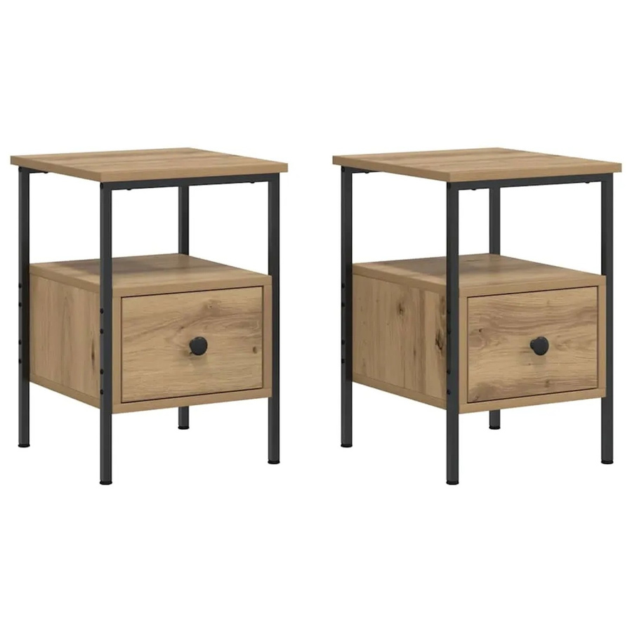 vidaXL Nachttische 2er Set Artisan-Eiche Braun B/T/H: 34 x 36 x 50 cm - Bild 2