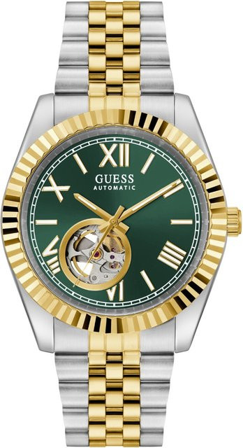 Guess Herrenuhr Automatik, Edelstahl, Grün, 42 mm, 5 ATM - Bild 1