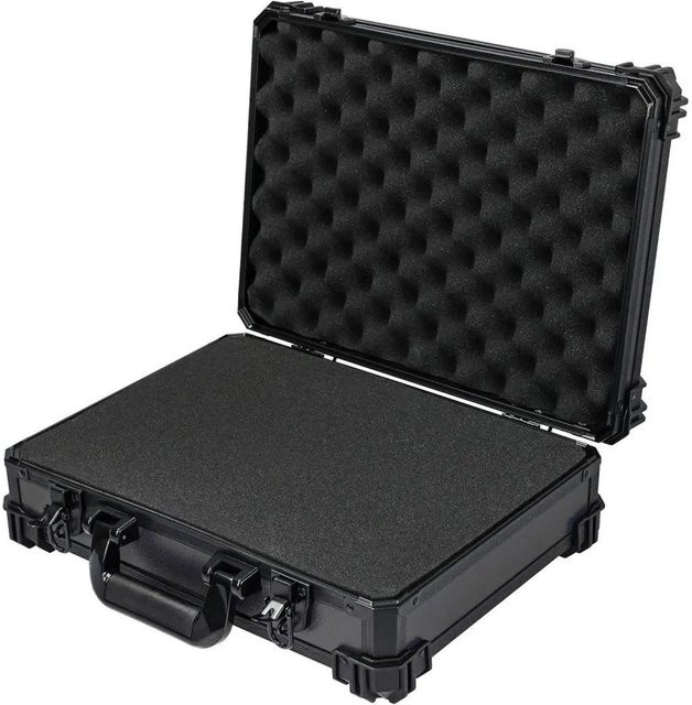 HMF 15502-02 Universalkoffer mit Rasterschaumstoff in Schwarz, B: 39 cm, T: 29 cm, H: 12 cm - Bild 1