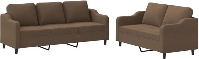 vidaXL 2-teilige Sofagarnitur aus Stoff in Braun mit 2-Sitzer und 3-Sitzer sowie Kissen - Bild 1