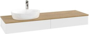 V&B Waschtischunterschrank Antao ohne Frontstruktur, Wandhängend, Eiche Honig und Weiß Lack, B: 160 cm, T: 50 cm - Bild 1