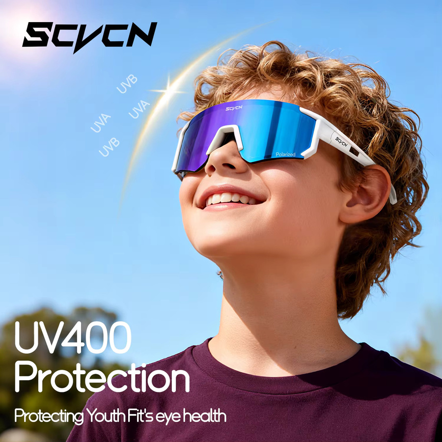 SCVCN Sportsonnenbrille Kinder, Vollrand, Kunststoff, rot - Bild 4