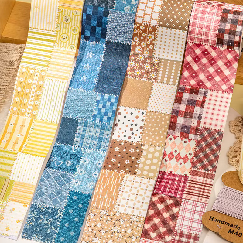 leaffei Washi Tape Patchwork Whisper Serie aus weißem Kraftpapier für Journal und Kunst-Dekor, 4 Stile, matt - Bild 1
