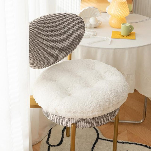 Yiran Furniture Lammvelours Stuhlkissen Rund, Superweiches Plüsch-Sitzkissen für Boden und Hocker, Durchmesser: 26 cm - Bild 1