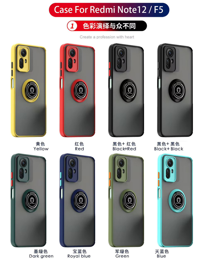 Stoßfeste magnetische Hülle mit Ringhalter für Xiaomi Redmi Note 14 13 12S 12 11 Pro 10 8 9S 9 10C in Grün - Bild 5