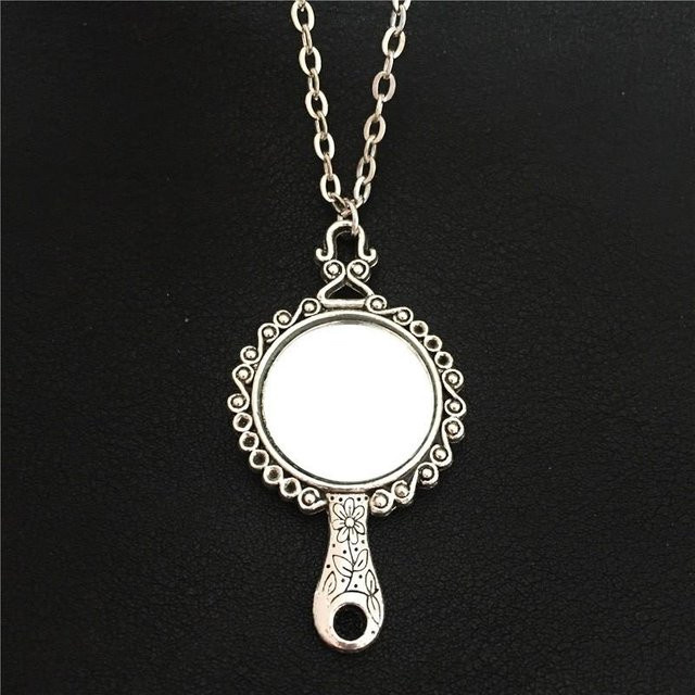 Cenxuan Handmade Halskette, Spiegel-Reben-Muster-Anhänger, Silber, 70 cm, Damen - Bild 1