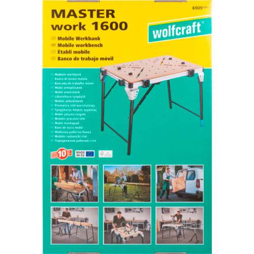 Wolfcraft MASTER work 1600 mobiler Arbeitstisch, Schwarz-Silber, B: 103,5 cm, T: 69,5 cm, H: 86,3 cm - Bild 2