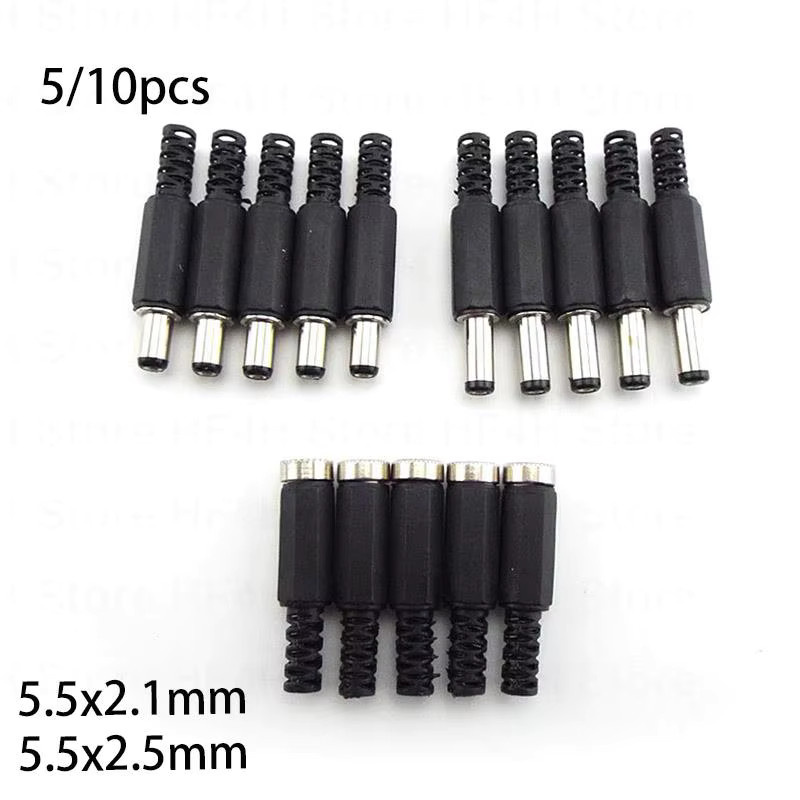 DC Buchse-Stecker Adapter Set für Stromversorgungsanschlüsse 5,5mm x 2,1mm und 5,5mm x 2,5mm in Schwarz - Bild 3