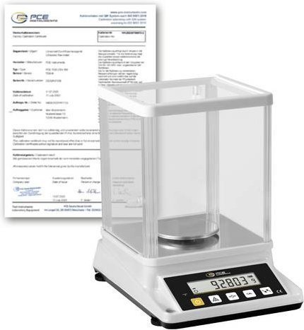 PCE Instruments PCE-BSK 310-ICA Tischwaage in Weiß, kalibriert (ISO), Wägebereich max. 310g, Ablesbarkeit 0.001g, batteriebetrieben - Bild 1