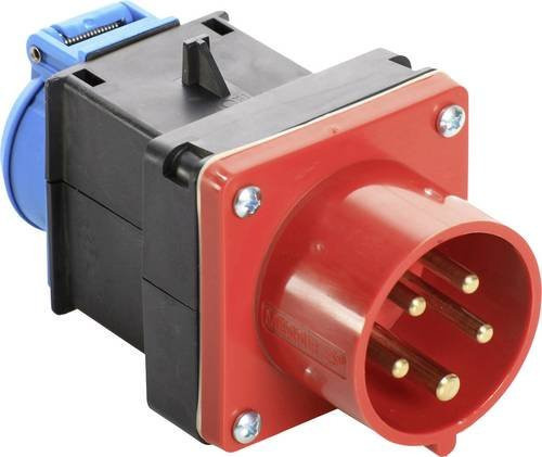 AS Schwabe CEE Adapter 16A 400V mit Schukodose in Rot (60495) - Bild 1