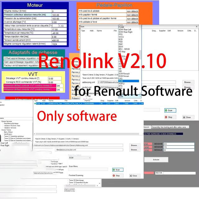 Renolink V2.10 Software für Renault Fahrzeuge zur OBD2 Diagnose, ECU-Programmierung, Airbag-Reset und Schlüsselcodierung - Bild 1