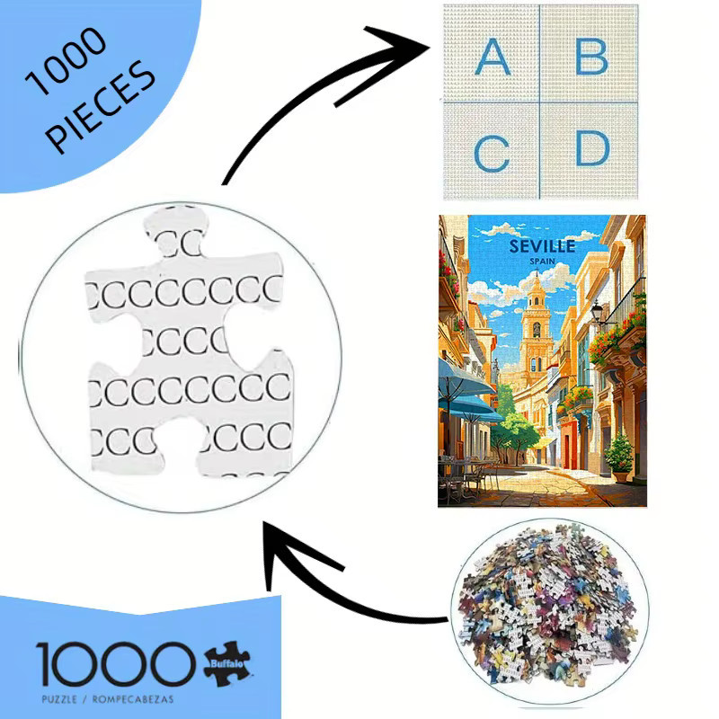AZNM Vintage Seville Street Scene Puzzle, 1.000 Teile, bunt / mehrfarbig - Bild 4