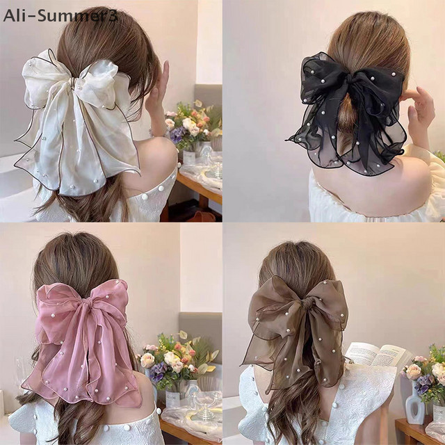 Haarspange Bogen, Chiffon, Perle, Damen - Bild 1