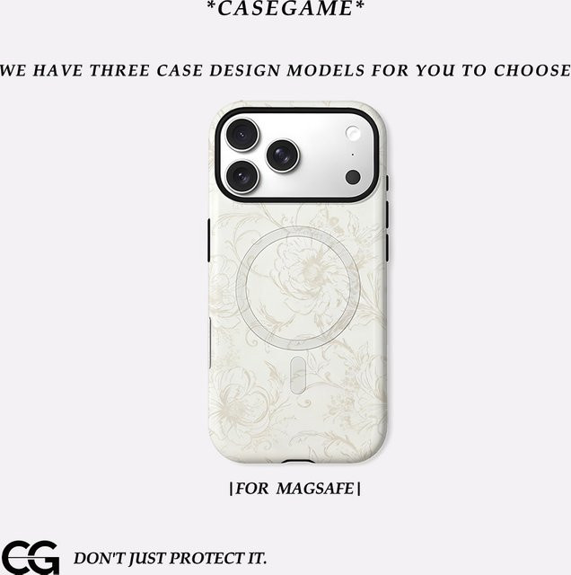 Casegame Matte Bumper Schutzhülle mit MagSafe für iPhone 17 16 15 14 13 Pro Max in Beige mit Blumenmuster - Bild 1