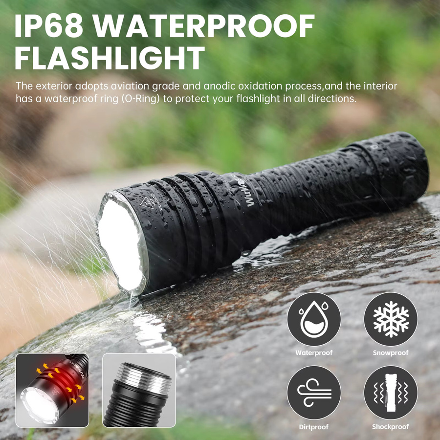 Wurkkos TS23 Taktische LED Taschenlampe Schwarz, 5000 Lumen, Wiederaufladbar, IP68 Wasserdicht - Bild 6