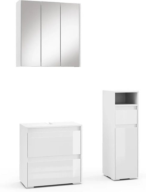 Vicco Badmöbel-Set Majest in Weiß Hochglanz, bestehend aus Waschbeckenunterschrank und Midischrank - Bild 2