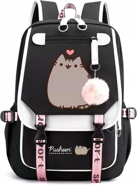 3-teiliges Schulrucksack-Set mit Schultasche und Federmäppchen aus Oxford-Stoff in Schwarz - Bild 1