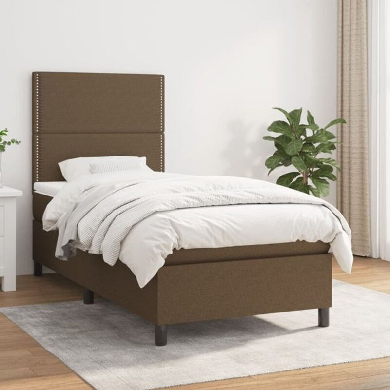 Vidaxl Boxspringbett mit Matratze in Braun aus Stoff, B/B: 90 x 190 cm - Bild 1