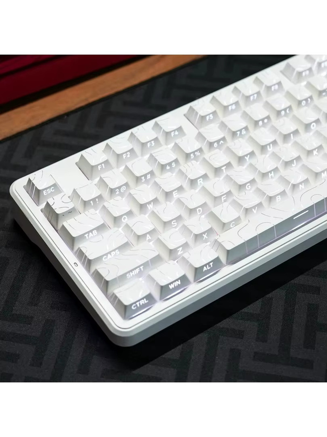 Topografische Tastenkappen 4.0 Version Shine Through PBT Cherry Profil für mechanische MX Tastaturen in Weiß mit Seitendruck und Hintergrundbeleuchtung (97/134 Tasten) - Bild 6