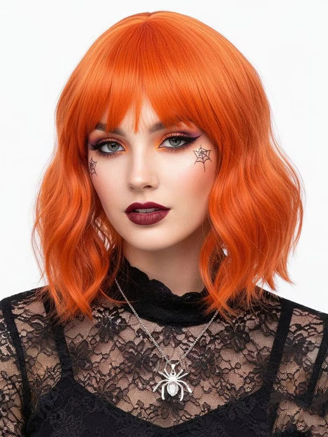 MSIWIGS Bob-Perücke mit Pony, orange, synthetisch, Damen - Bild 3