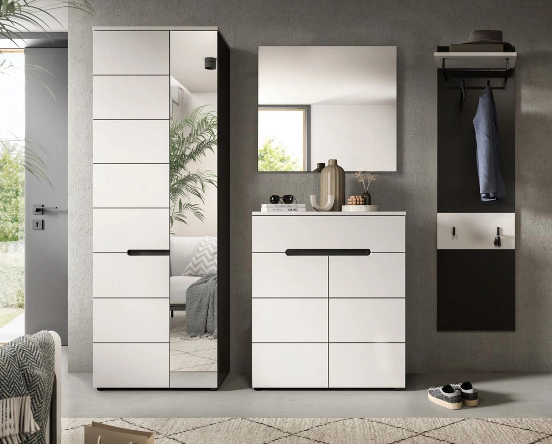 Inn.Furn Garderoben-Set Cooper 3-teilig in Weiß und Grau, Breite: 140 cm - Bild 4