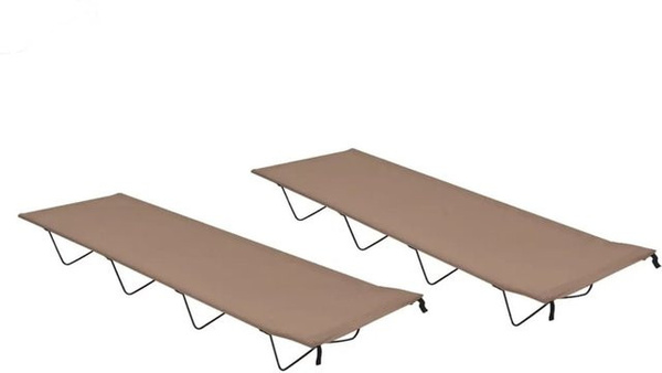 2er Set vidaXL Campingbetten aus Oxford-Gewebe und Stahl in Taupe, B/T/H: 180 x 60 x 19 cm