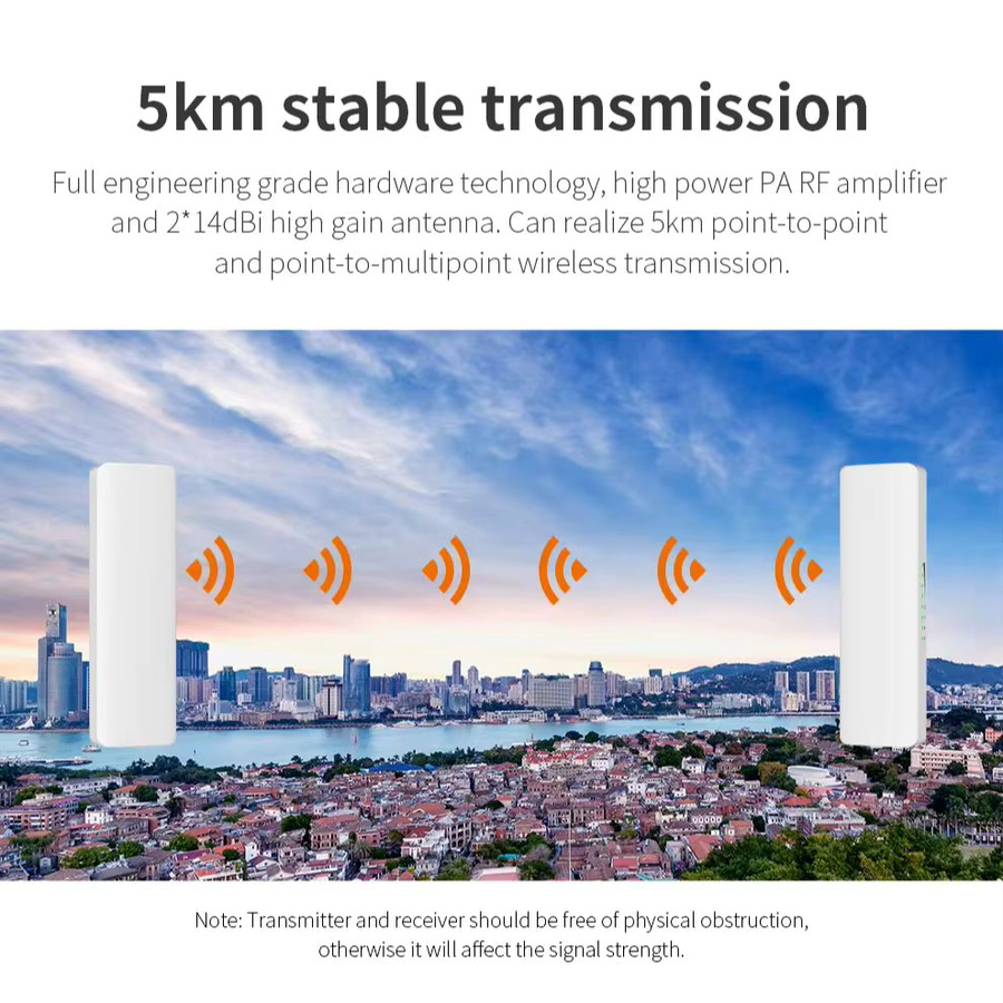 Comfast Outdoor CPE WiFi Bridge 5,8G Access Point Router mit 900Mbps und 5KM Reichweite, Wasserdicht, Weiß - Bild 3