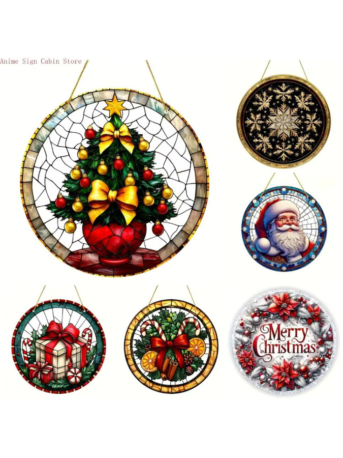 Potdemiel 2D Weihnachts-Sonnenfänger aus Acryl in Multicolour, runder floraler Fensterhänger zur Dekoration von Veranda, Zimmer und Garten - Bild 4