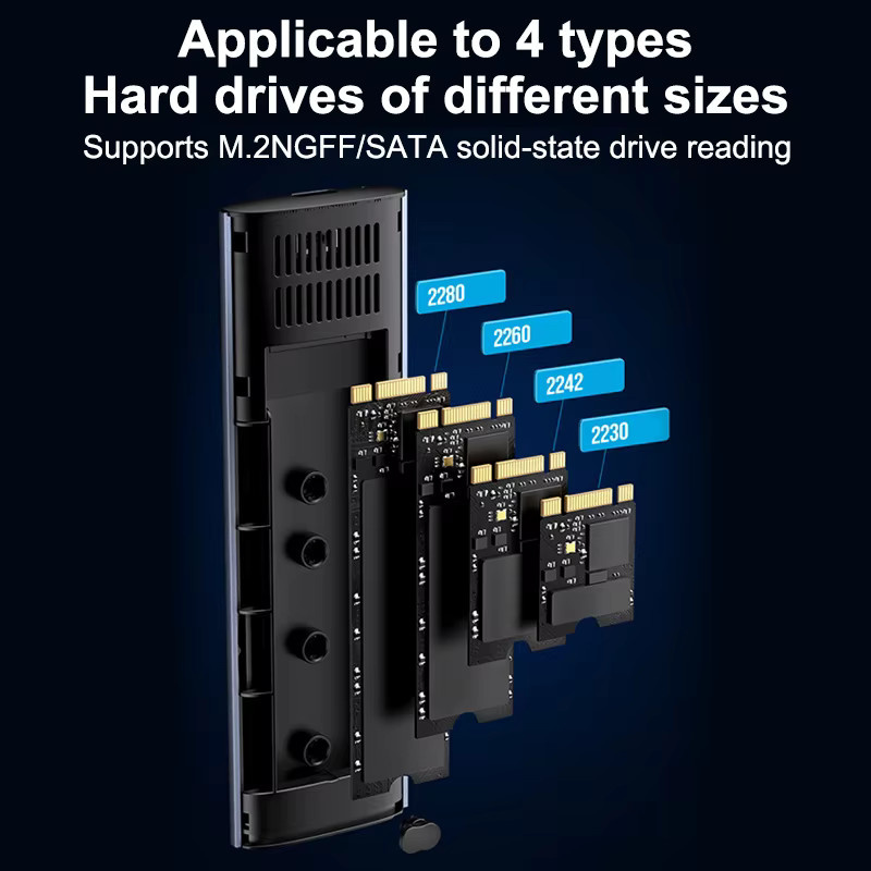 Congdi M.2 NGFF SSD-Gehäuse mit USB Typ C Gen1 5 Gbit/s in Grau - Bild 2