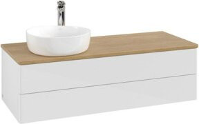 V&B Waschtischunterschrank Antao mit Beleuchtung, Farbe Weiß und Eiche Honig, B/T/H: 120 x 50 x 50 cm - Bild 1