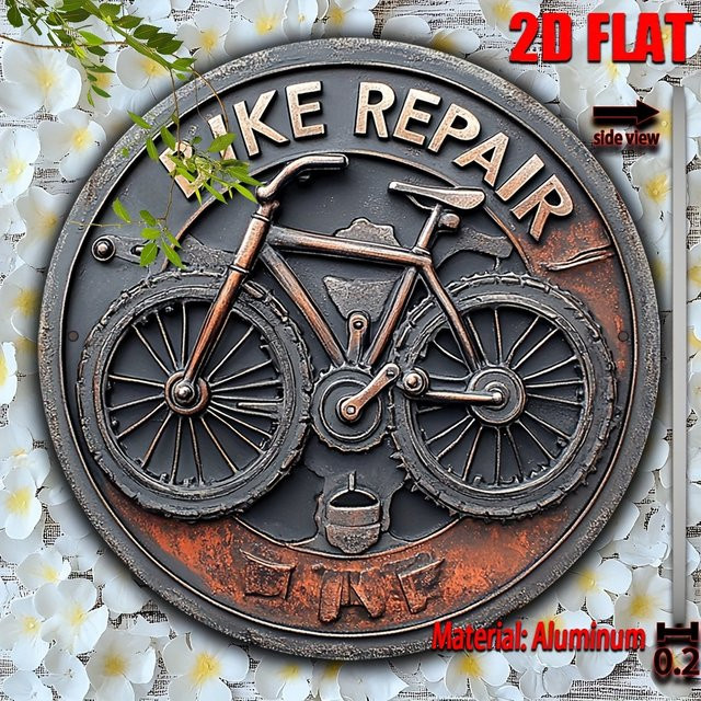 Potdemiel Vintage Metall-Wandkunst Fahrrad-Design, rund, Mehrfarbig, Durchmesser: 20 cm - Bild 1