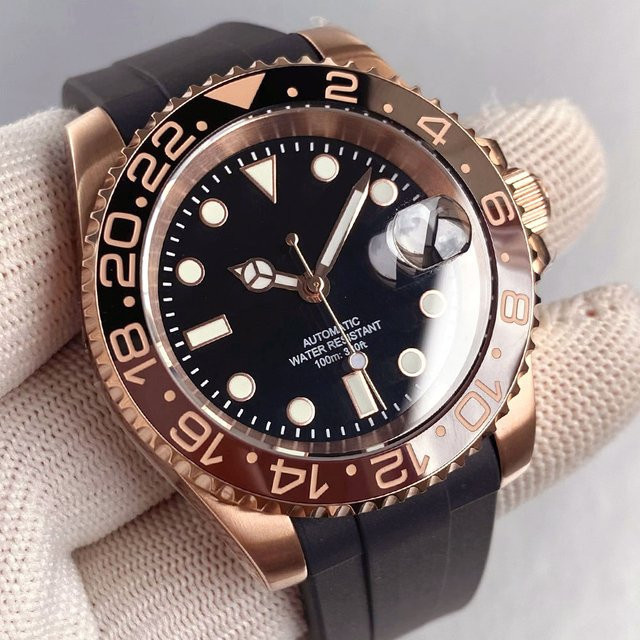 Tandorio Armbanduhr Automatik, Roségold, 40 mm, schwarzes Zifferblatt, Herren - Bild 1
