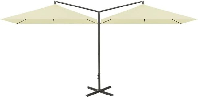 vidaXL Doppel-Sonnenschirm mit Stahl-Mast in Sandweiß/Beige, B/T: 600 x 300 cm - Bild 1