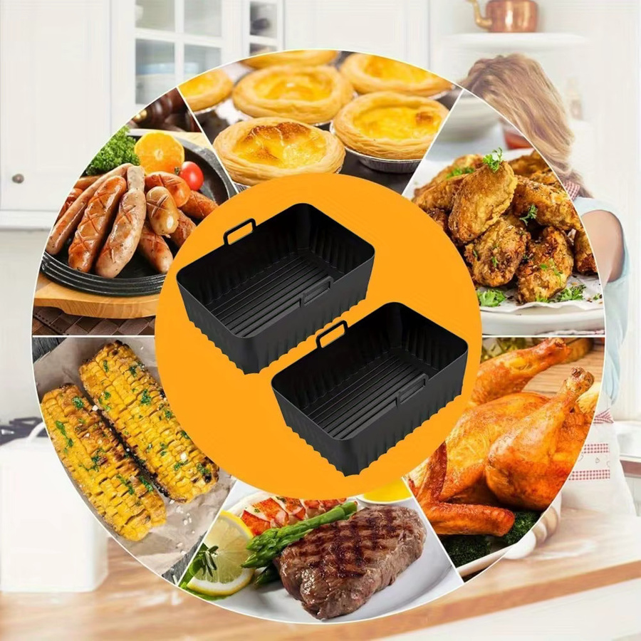 2 Stück Ninja Silikon-Backformen für DZ401, DZ550, DZ302 und Foodi Dual Air Fryer, schwarz, antihaftbeschichtet, rechteckig - Bild 4