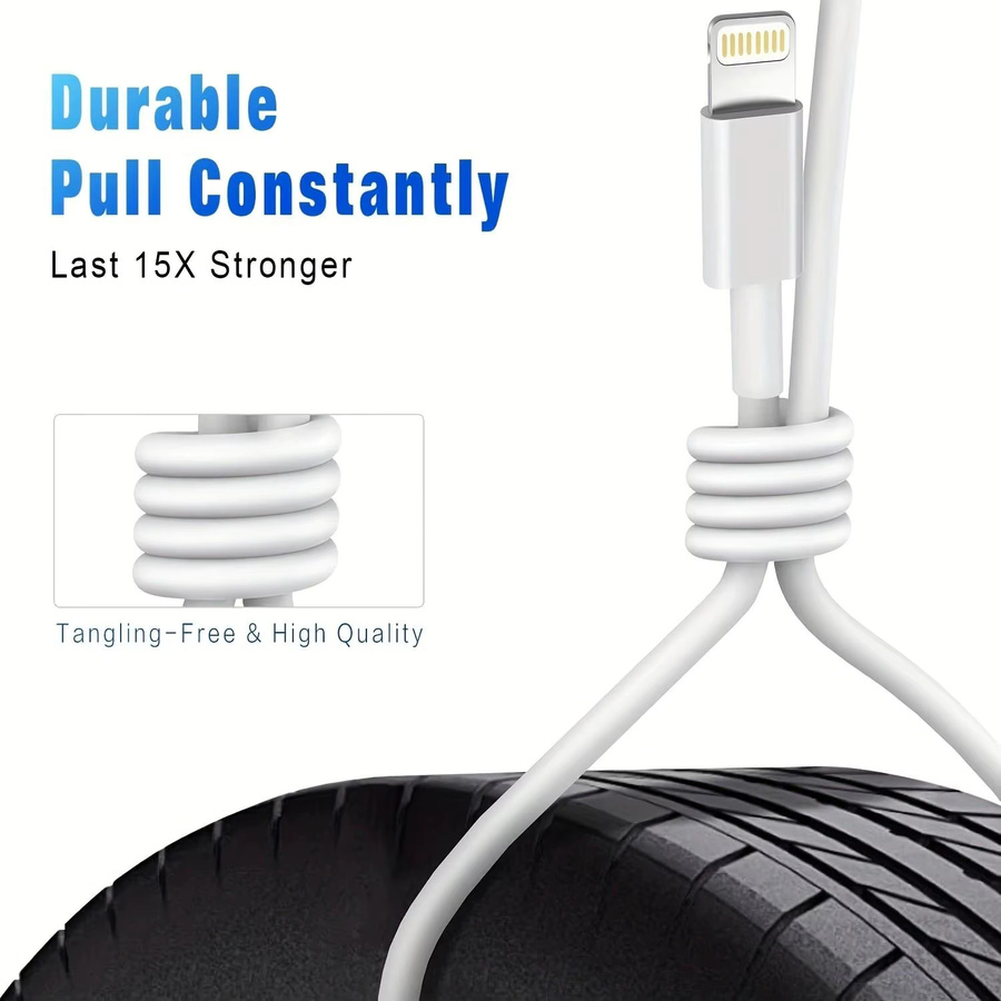 LAIHONEN Lightning-zu-USB-Schnellladekabel 12W 2,4A für iPhone in Weiß - Bild 2