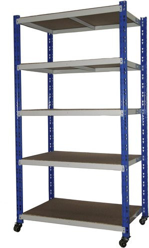 SZAGATO Rollregal aus Stahl mit 5 Böden, Blau, B/T/H: 100 x 60 x 188 cm - Bild 1
