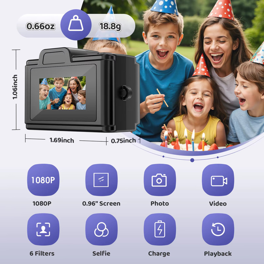 POVCAN E9 Mini-Schlüsselanhänger-Kamera in Schwarz mit HD 1080P Bildschirm und integrierter Lampe als ultra-kompakter Videorekorder - Bild 2