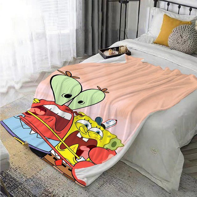 SpongeBob Kawaii Anime Doppelbettdecke und Sofadecke für Heim, Camping und Picknick - Bild 1