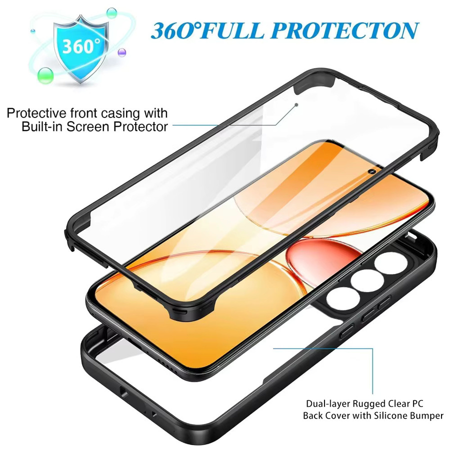 Stoßfeste 360 Grad Ganzkörper-Schutzhülle für OPPO Realme C85 Pro mit Displayschutz, transparent bunt grün - Bild 4