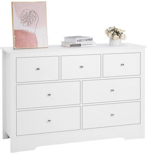 VEVOR Kommode mit 7 Schubladen und Kippschutz, minimalistischer moderner Schubladenschrank in Weiß, B/T/H: 40,0 x 119,9 x 81,3 cm - Bild 1